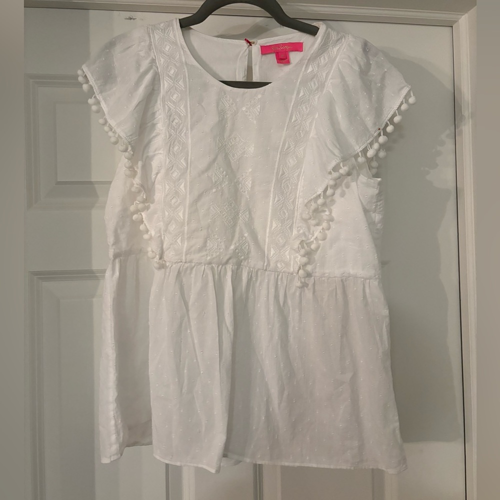 Lilly Pulitzer White Raquelle Cotton Top